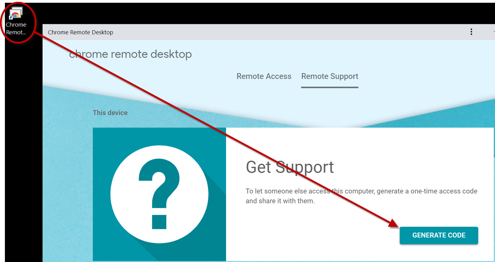 chrome remote desktop shortcut