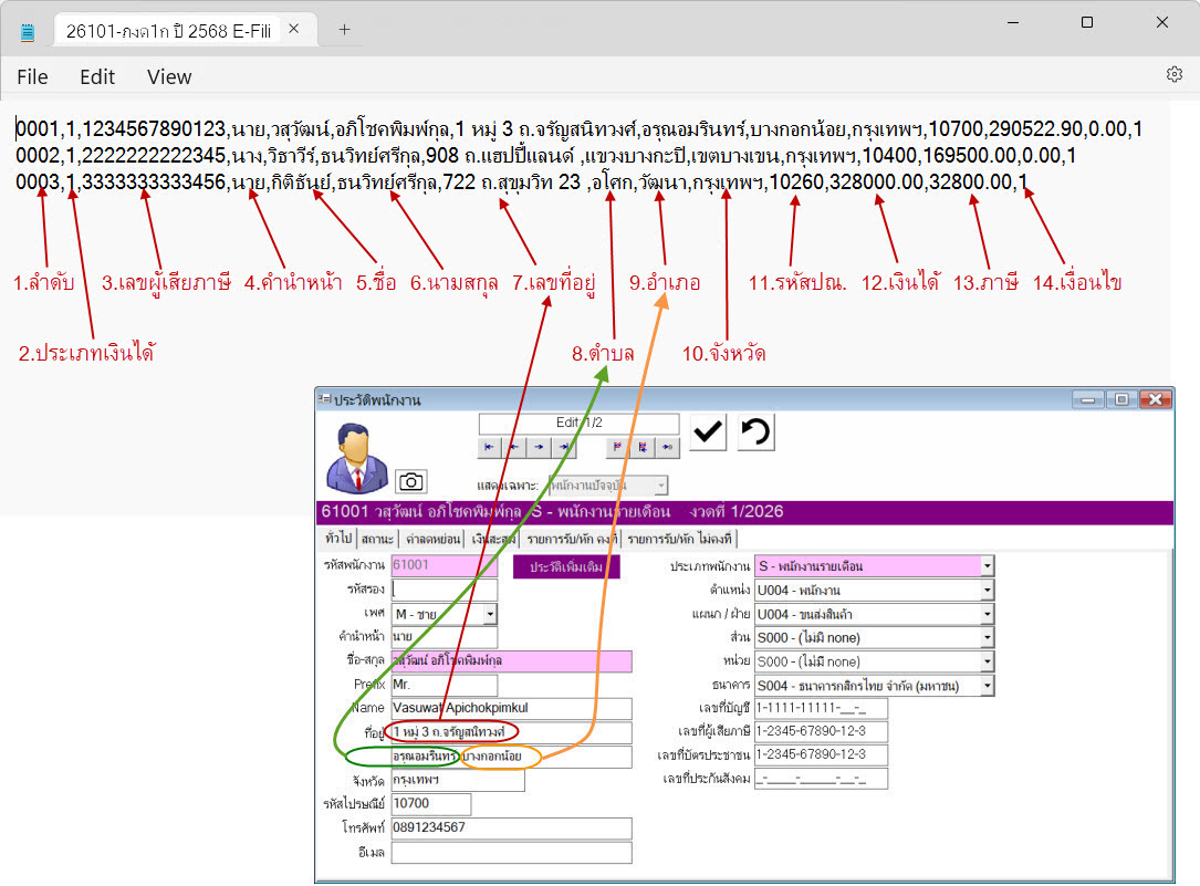 ข้อมูลที่ได้จากรายงาน 26101